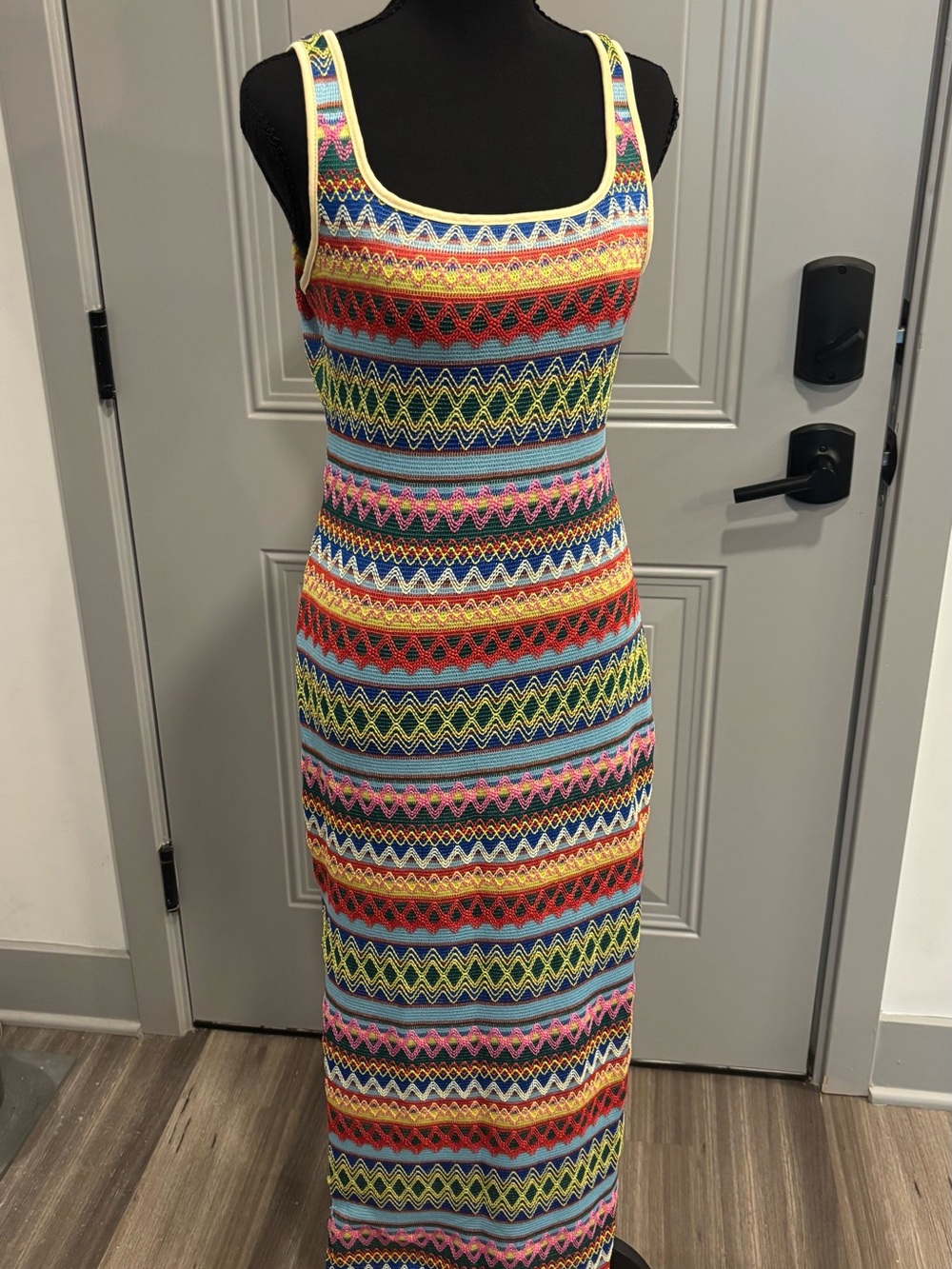 SHEIN Multi-Color Striped Geometric Knit Maxi Dress